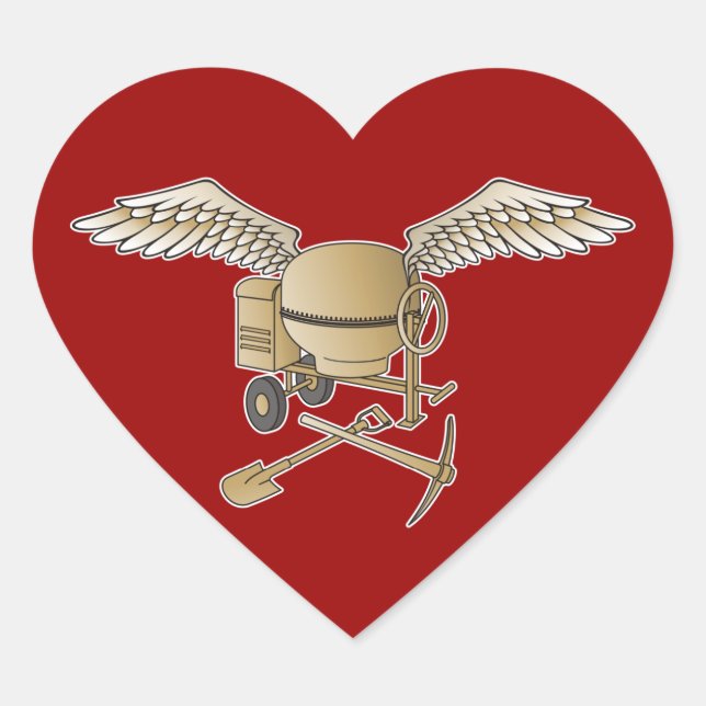 Concrete mixer beige heart sticker (Front)