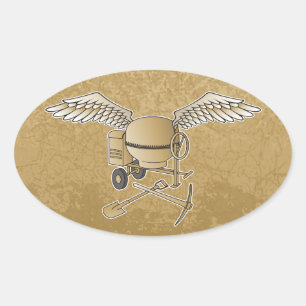 Concrete mixer beige oval sticker