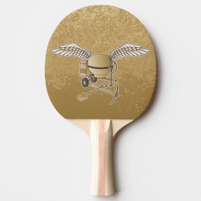 Concrete mixer beige ping pong paddle (Front)