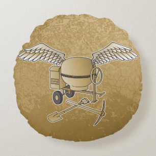 Concrete mixer beige round cushion