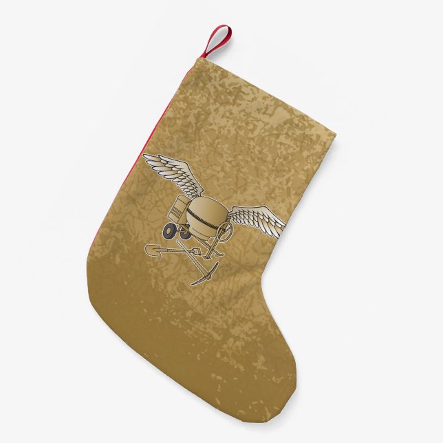 Concrete mixer beige small christmas stocking (Front (Hanging))