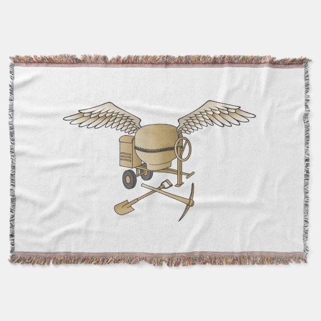 Concrete mixer beige throw blanket (Front)