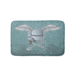 Concrete mixer blue-grey bath mat