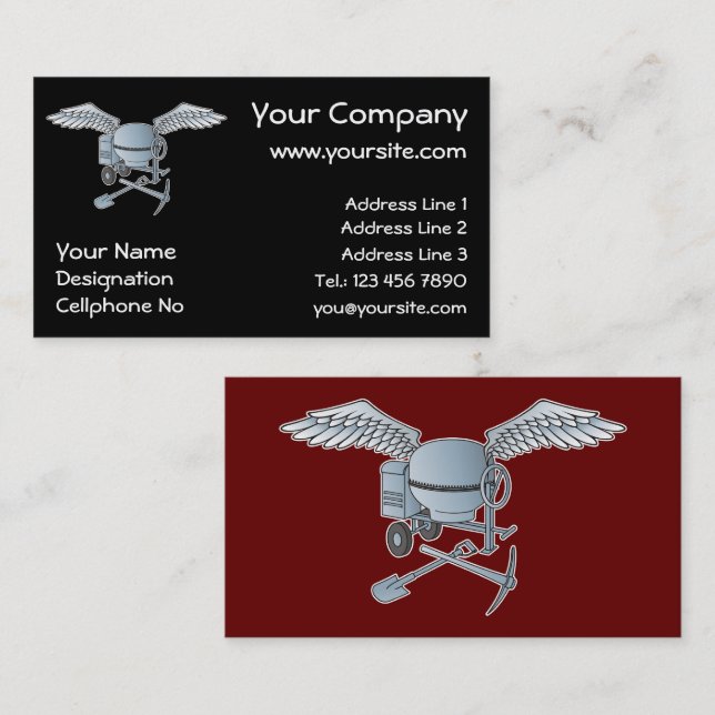 Concrete mixer blue-grey business card (Front/Back)