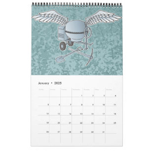 Concrete mixer blue-grey calendar