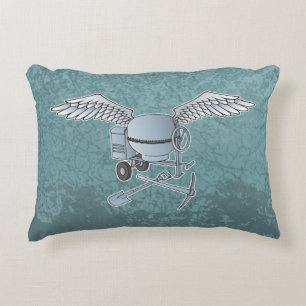 Concrete mixer blue-grey decorative cushion