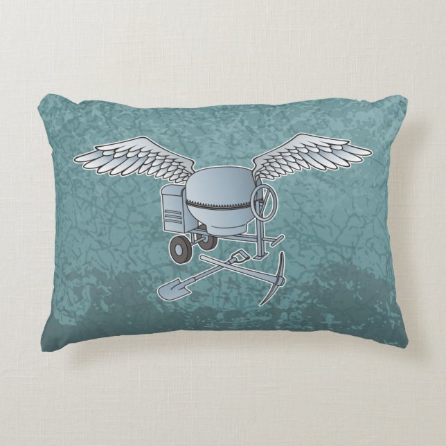 Concrete mixer blue-grey decorative cushion (Front)