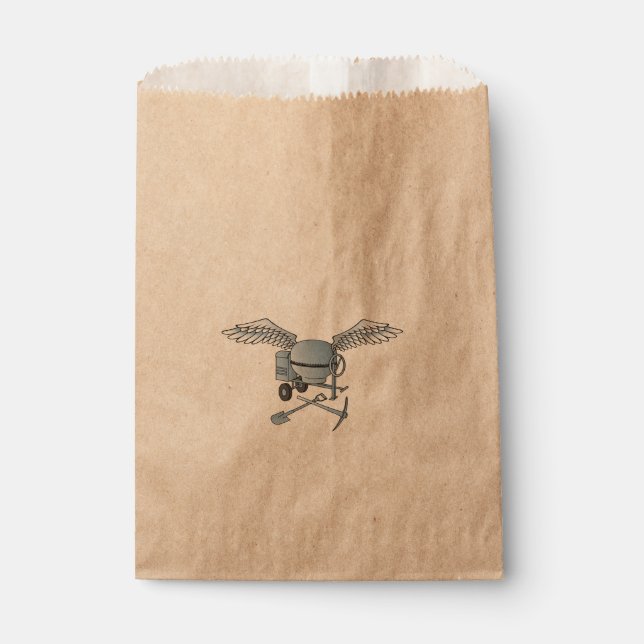 Concrete mixer blue-grey favour bags (Front)