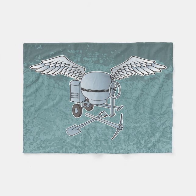 Concrete mixer blue-grey fleece blanket (Front (Horizontal))