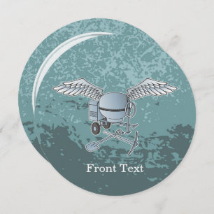Concrete mixer blue-grey invitation