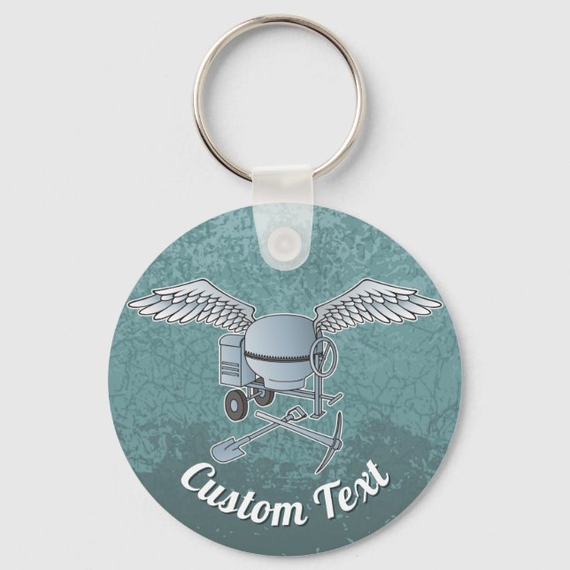 Concrete mixer blue-grey keychain (Front)