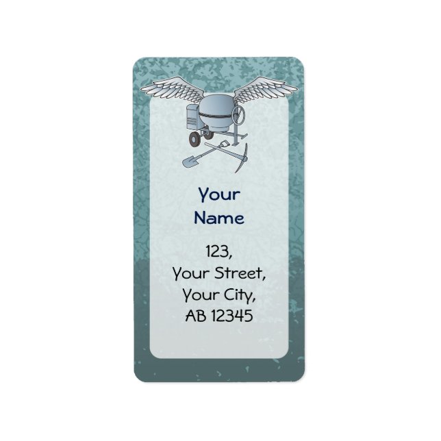 Concrete mixer blue-grey label (Front)