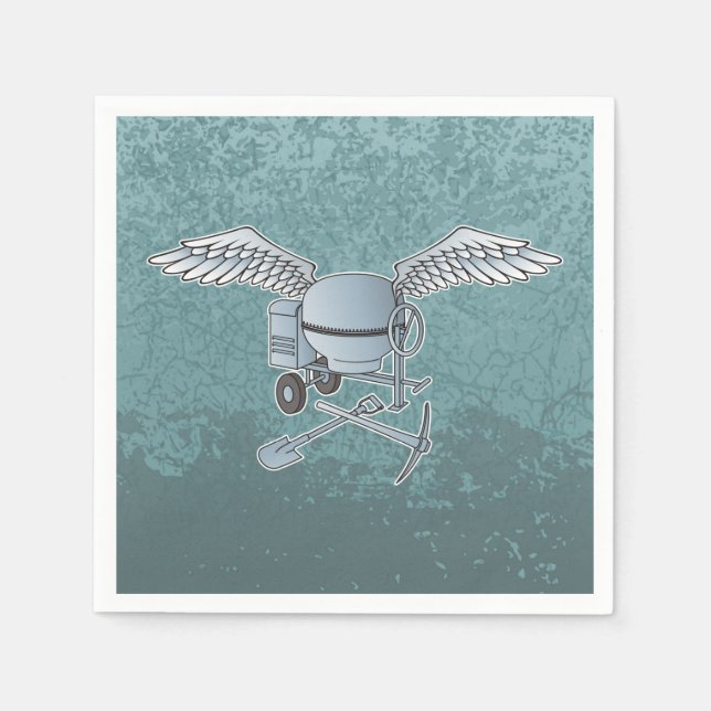 Concrete mixer blue-grey napkin (Front)