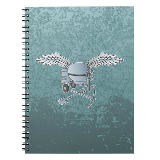 Concrete mixer blue-grey notebook (Front)