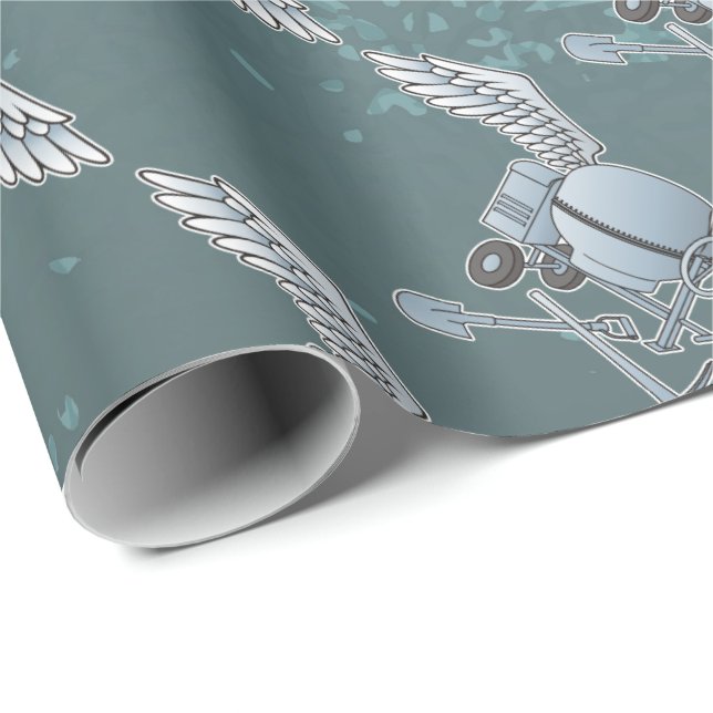 Concrete mixer blue-grey wrapping paper (Roll Corner)