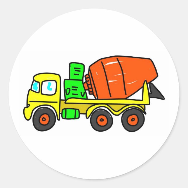 Concrete Mixer Classic Round Sticker (Front)