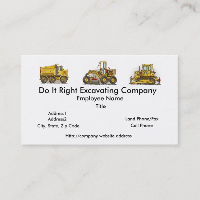 Concrete Mixer Construction Business Cards (Front)