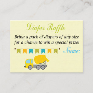 Concrete mixer Diaper Raffle Tickets