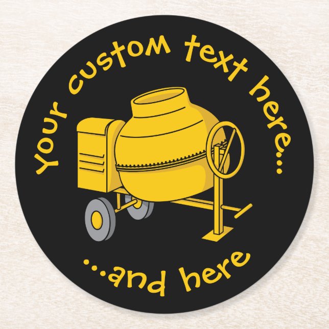 Concrete Mixer Round Paper Coaster (Front)