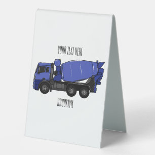 Concrete mixing transport truck cartoon