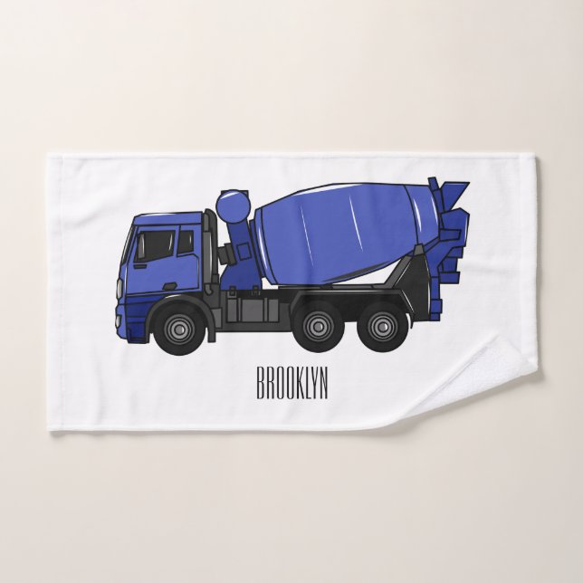 Concrete mixing transport truck cartoon bath towel set (Hand Towel)