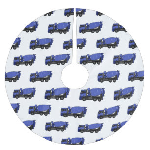 Concrete mixing transport truck cartoon brushed polyester tree skirt
