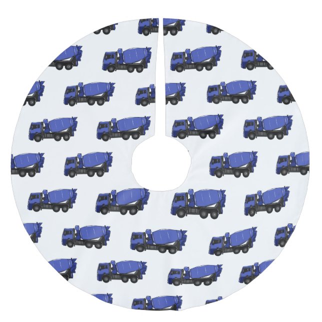 Concrete mixing transport truck cartoon brushed polyester tree skirt (Front)