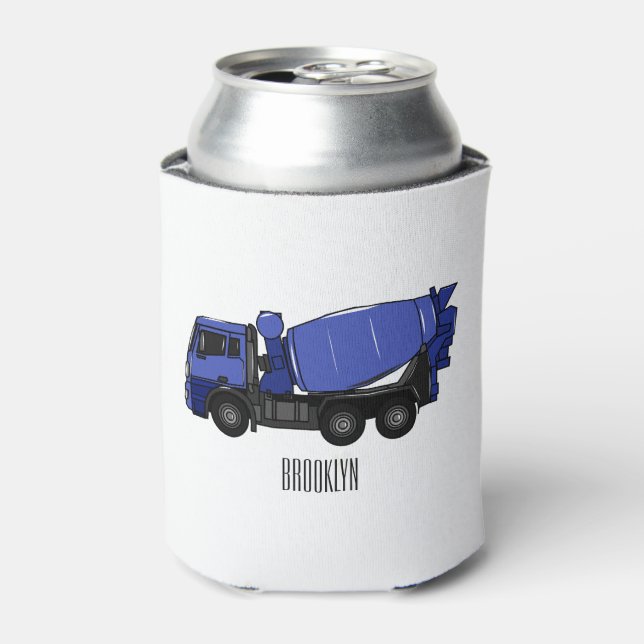 Concrete mixing transport truck cartoon can cooler (Can Front)