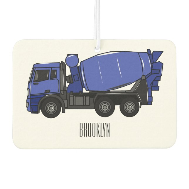 Concrete mixing transport truck cartoon car air freshener (Front)