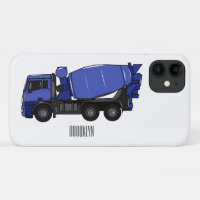 Concrete mixing transport truck cartoon