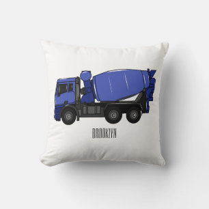 Concrete mixing transport truck cartoon cushion