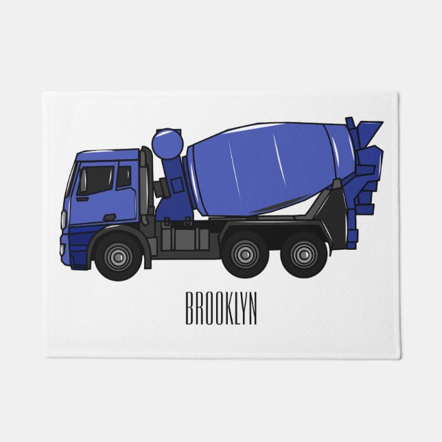 Concrete mixing transport truck cartoon doormat (Front)
