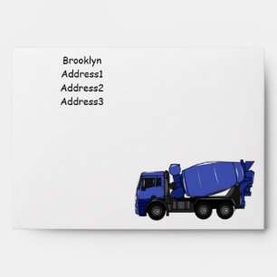 Concrete mixing transport truck cartoon envelope