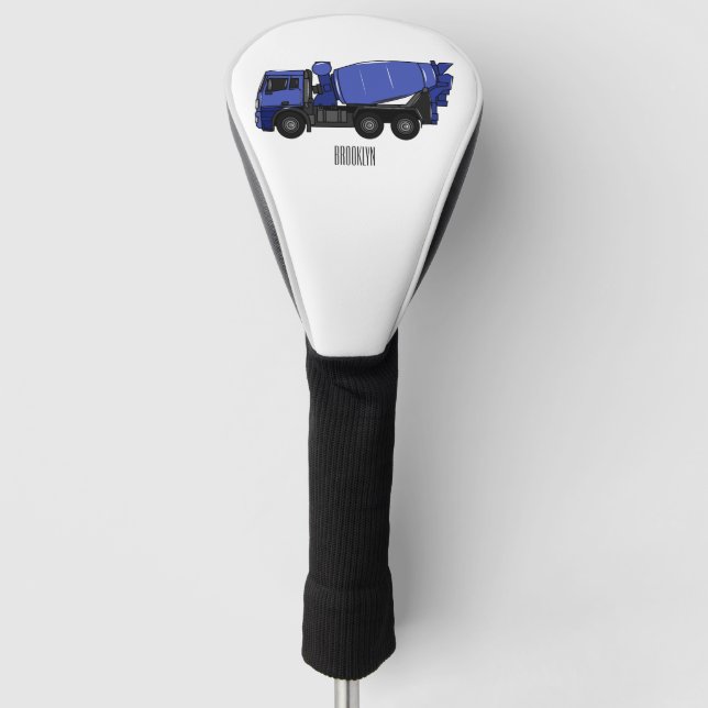 Concrete mixing transport truck cartoon golf head cover (Front)