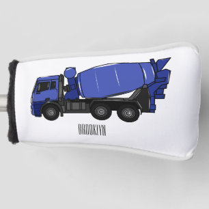 Concrete mixing transport truck cartoon golf head cover