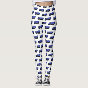 Concrete mixing transport truck cartoon leggings