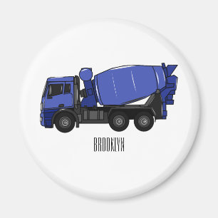 Concrete mixing transport truck cartoon magnet