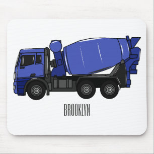 Concrete mixing transport truck cartoon mouse mat