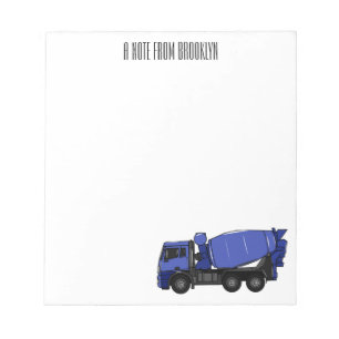 Concrete mixing transport truck cartoon notepad