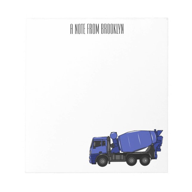 Concrete mixing transport truck cartoon notepad (Front)