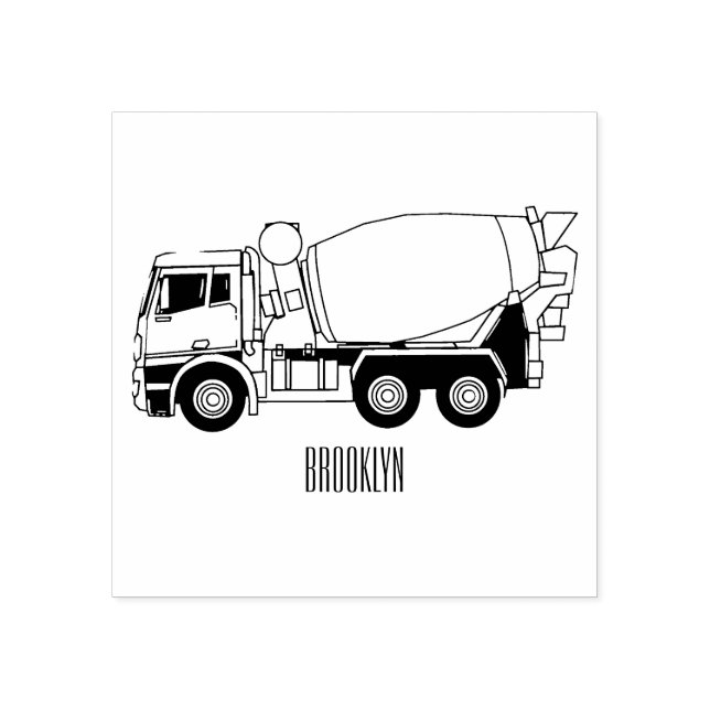 Concrete mixing transport truck cartoon rubber stamp (Imprint)