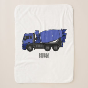 Concrete mixing transport truck cartoon sherpa blanket