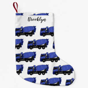 Concrete mixing transport truck cartoon small christmas stocking