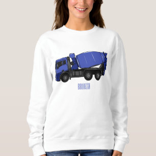 Concrete mixing transport truck cartoon sweatshirt