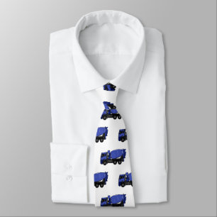 Concrete mixing transport truck cartoon tie
