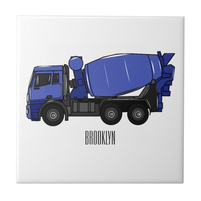 Concrete mixing transport truck cartoon tile (Front)