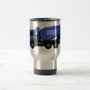 Concrete mixing transport truck cartoon travel mug