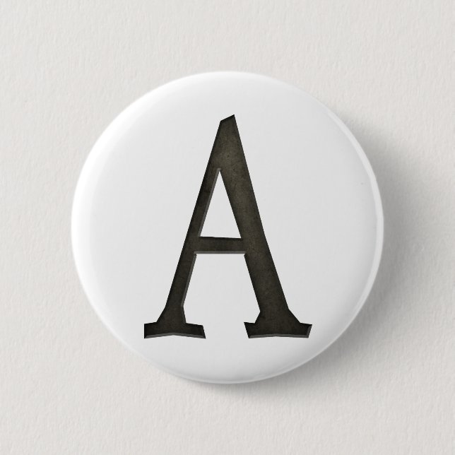 Concrete Monogram Letter A 6 Cm Round Badge (Front)