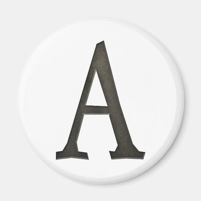 Concrete Monogram Letter A Magnet (Front)