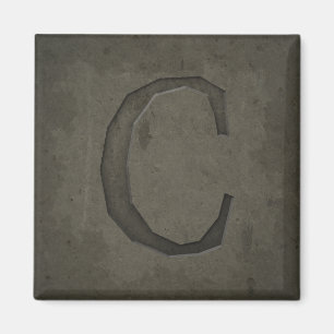 Concrete Monogram Letter C Magnet